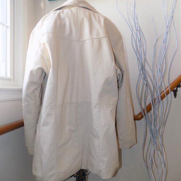 COMINT Women's Vintage Cream Leather Jacket - Picture 2 of 6